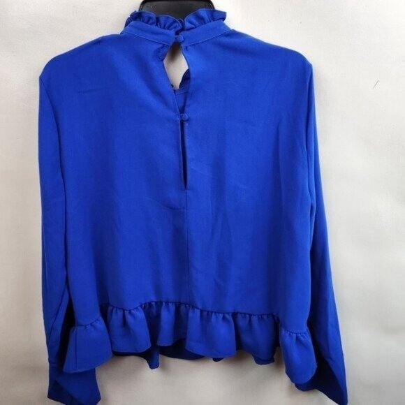 Code X Mode Nordstorm Womens Blouse Top XL Blue Ruffle Long Sleeve Feminine - Picture 8 of 10